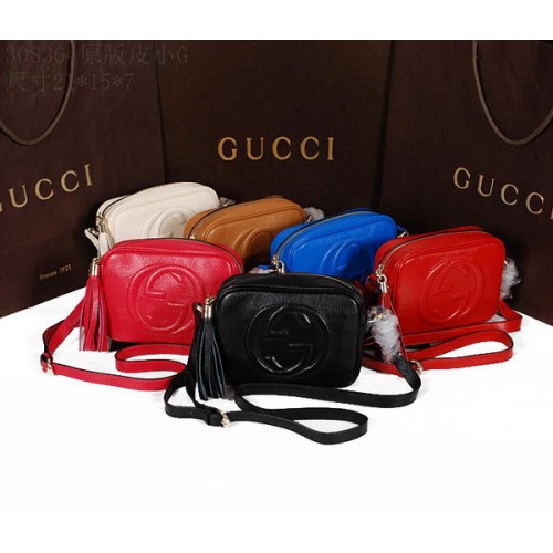 Кожена диско чанта Gucci Soho от телешка кожа 308364