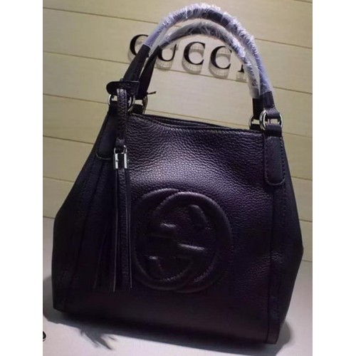 Кожена чанта през рамо Gucci Soho 336751 Черна
