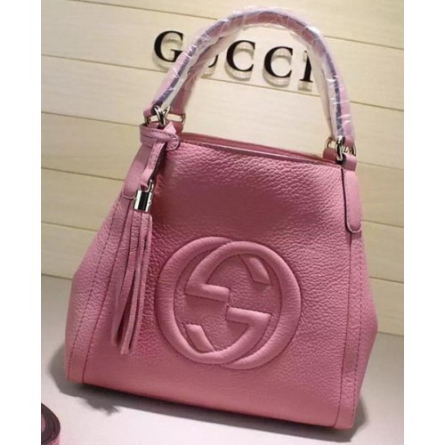 Кожена чанта през рамо Gucci Soho 336751 Розова