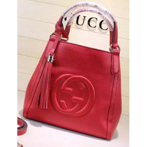 Кожена чанта през рамо Gucci Soho 336751 червена