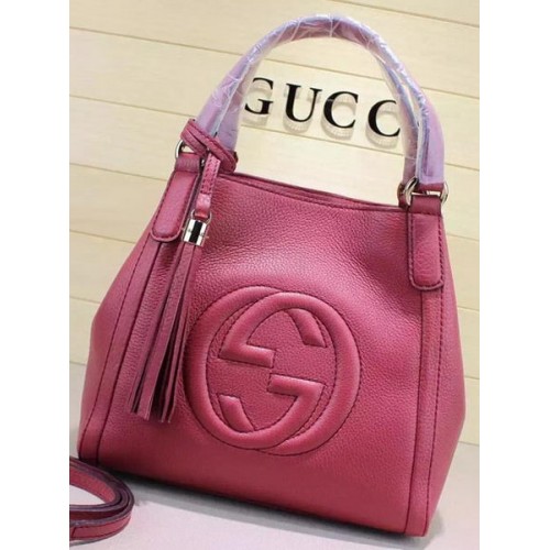 Кожена чанта за презрамо Gucci Soho 336751 Розова