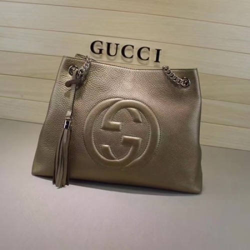 Чанта Gucci Soho Medium от телешка кожа 308982 бронзова