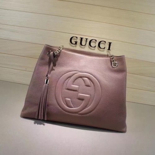 Чанта Gucci Soho Medium Tote от телешка кожа 308982 Розова