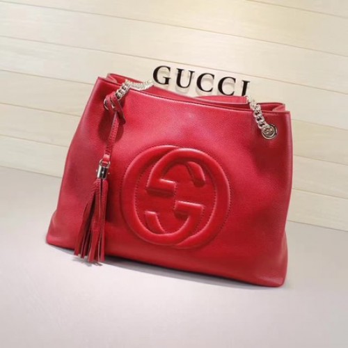 Чанта Gucci Soho Medium от телешка кожа 308982 червена