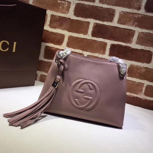 Малка чанта Gucci Soho от телешка кожа 387043 розова