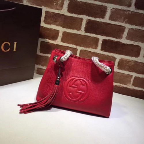 Малка чанта Gucci Soho от телешка кожа 387043 червена