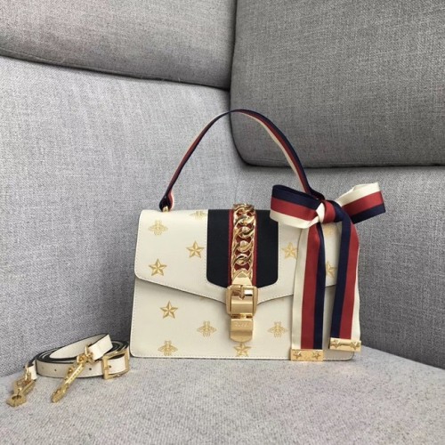 Малка чанта за през рамо Gucci Sylvie Bee Star A421882 бяла