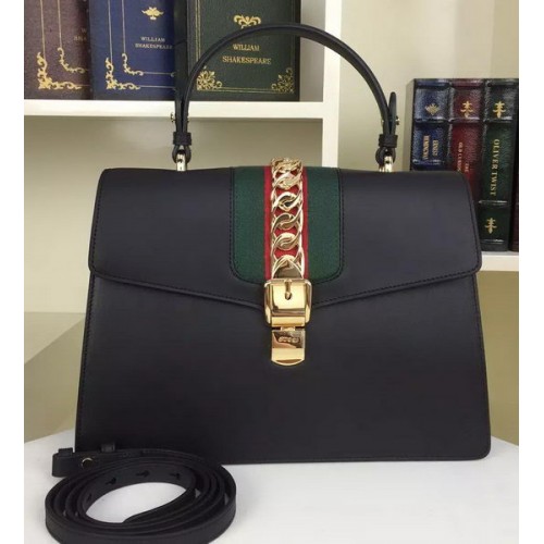 Кожена чанта през рамо Gucci Sylvie 421665 Черна