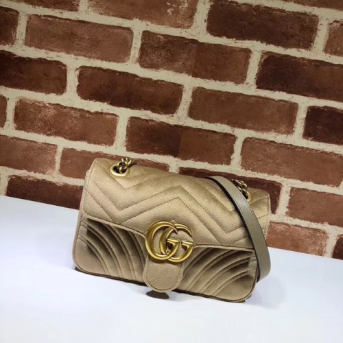 Чанта през рамо Gucci Velvet GG 446744 каки