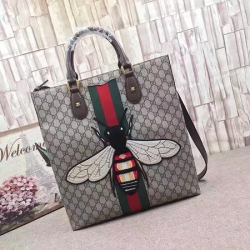 Чанта Gucci Web Animalier GG Supreme с пчела 437549 кафява