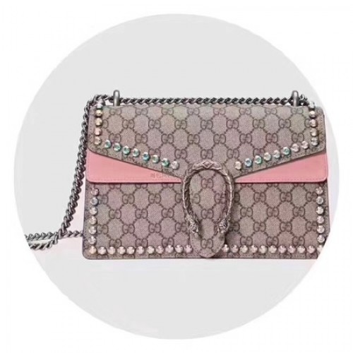 Чанта за рамо Gucci Dionysus Small GG 400249 Розова