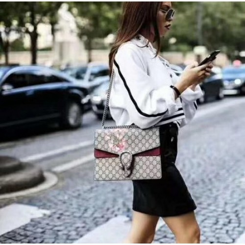 Чанта през рамо Gucci Dionysus GG Canvas 403348 вино