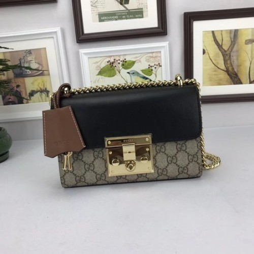 Чанта за рамо Gucci Padlock GG Supreme 409487 Черна