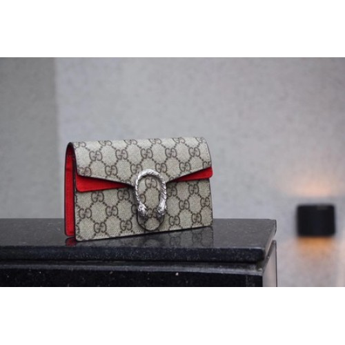 Gucci Dionysus GG Supreme Супер мини чанта 476432 червена