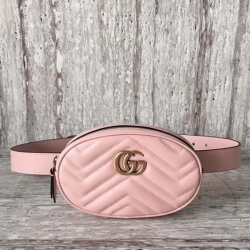 Кожена чанта Gucci GG Marmont 476434 Розова