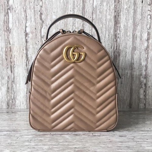Кожена чанта Gucci GG Marmont Quilted 476671 Кайсия