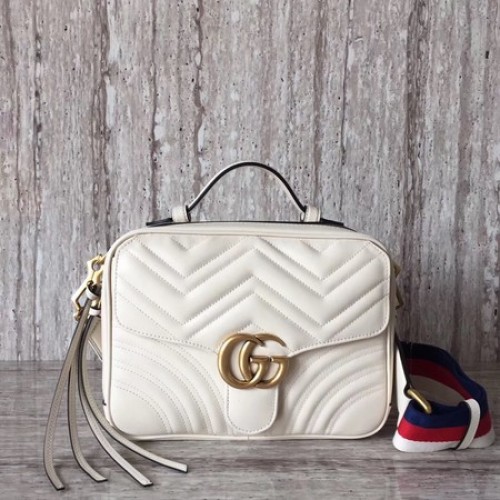Малка чанта за рамо Gucci GG Marmont 498100 Бяла