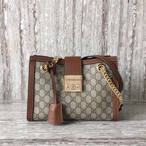 Чанта за през рамо Gucci Padlock Small GG 498156 Кафява