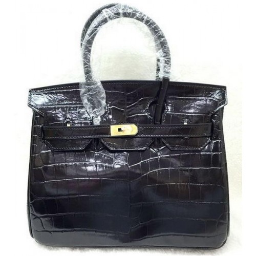Hermes Birkin 25 см чанта от крокодилова кожа H25TCO черна