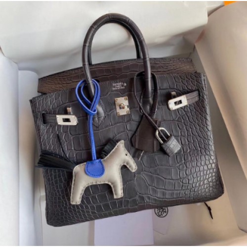 Hermes Birkin 25 см чанта от естествена кожа H25TCO сива