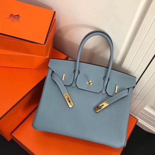 Hermes Birkin 25CM чанта от естествена кожа H25T синьо