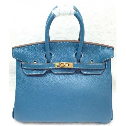 Hermes Birkin 25CM чанта от естествена кожа H25T синьо