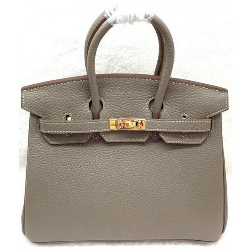 Hermes Birkin 25 см чанта от естествена кожа H25T сива