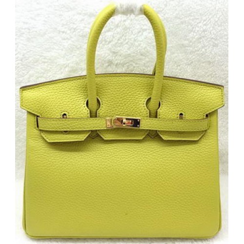Чанта Hermes Birkin 25 см от естествена кожа H25T лимон