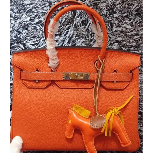 Hermes Birkin 30 см чанта Tote Litchi кожа H30LI оранжева