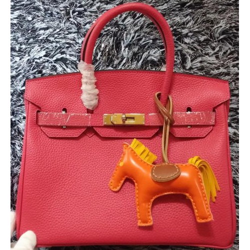 Чанта Hermes Birkin 30 см от кожа с личи H30LI розова