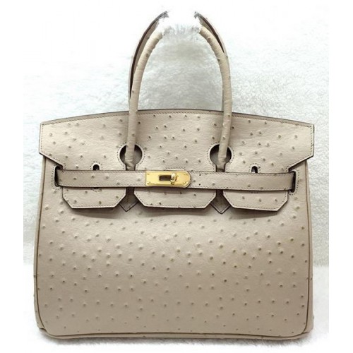 Hermes Birkin 30CM чанта Tote Ostrich Leather H30LI кайсия