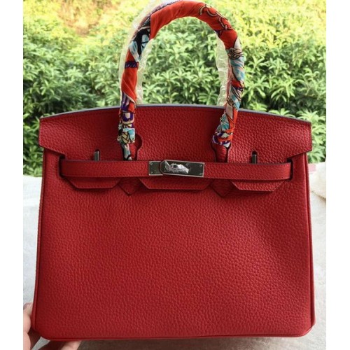Hermes Birkin 30CM чанти от телешка кожа BK30 сребристо