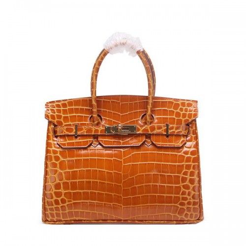 Hermes Birkin 30 см чанта tote пшеница преливаща крокодилска кожа злато