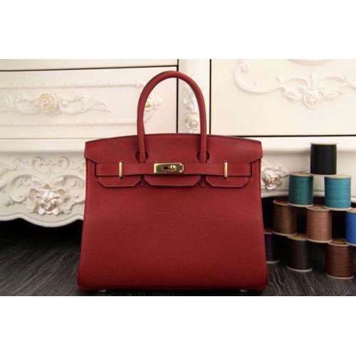 Hermes Birkin 35CM 30CM Чанта Tote Оригинална Кожена HB35O Бордо