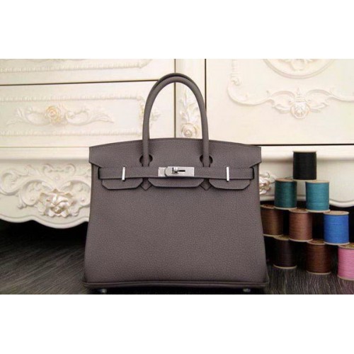 Hermes Birkin 35 см 30 см чанта от оригинална кожа HB35O сива