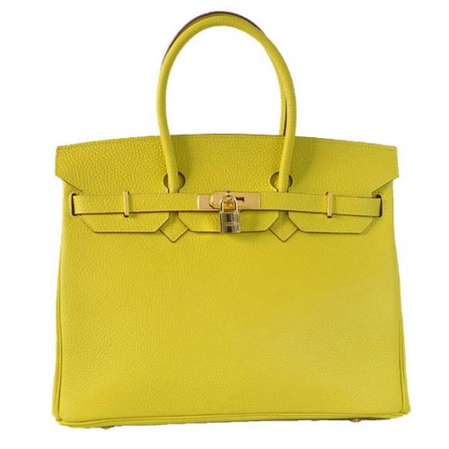 Hermes Birkin 35 см чанта Togo кожа лимонено златист