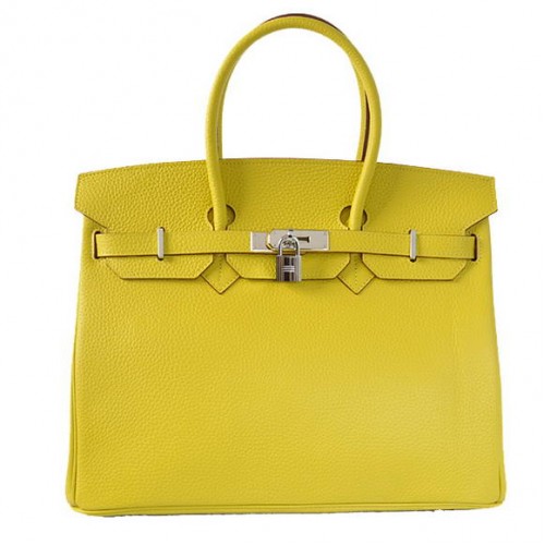 Hermes Birkin 35 см чанта Togo кожа лимонено сребро