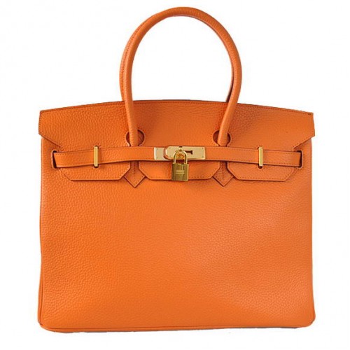 Hermes Birkin 35 см чанта Togo кожа оранжево златисто