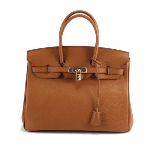 Hermes Birkin 35CM Togo кожена чанта 6089 светло кафе златисто