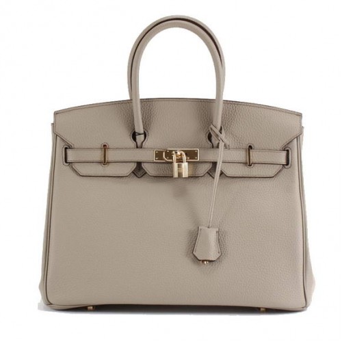 Hermes Birkin 35CM Togo кожена чанта 6089 светло сиво златисто