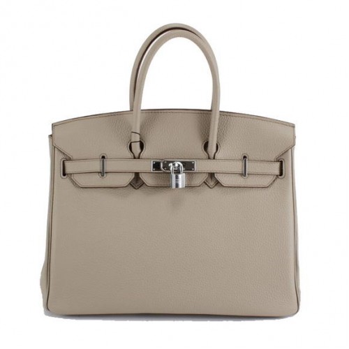 Hermes Birkin 35CM Togo кожена чанта 6089 светло сиво сребро
