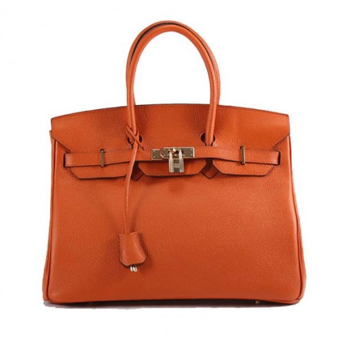Hermes Birkin 35CM Togo кожена чанта 6089 оранжево златисто