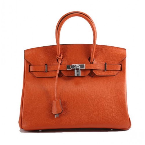 Hermes Birkin 35CM Togo кожена чанта 6089 оранжево сребро