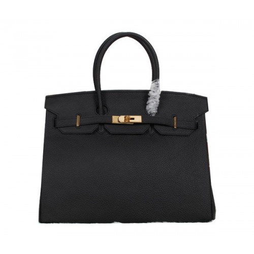 Hermes Birkin 35 см чанта черна Clemence кожа H35 злато