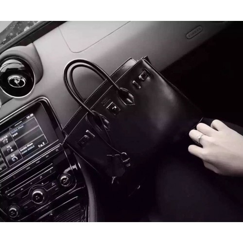 Hermes Birkin 35CM чанта от гладка кожа, черна H6089