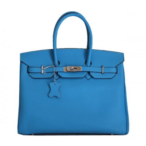 Hermes Birkin 35 см чанта от кожа синьо Clemence H6089 злато