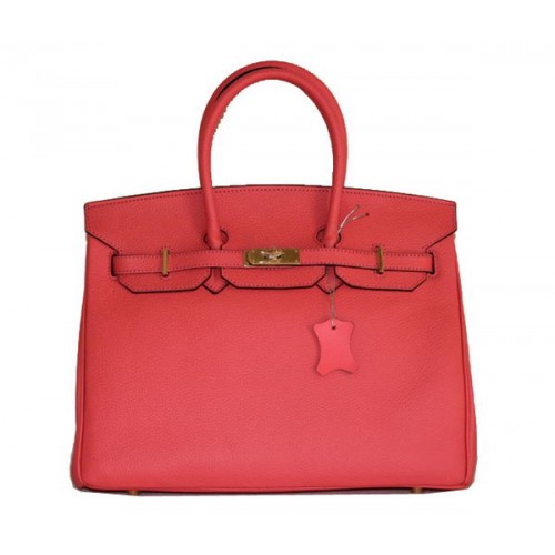 Hermes Birkin 35 см чанта от кожа светлочервена Clemence H6089 злато