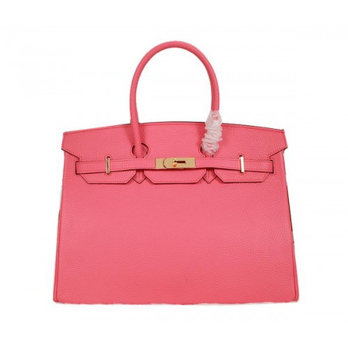 Hermes Birkin 35 см чанта от кожа розова Clemence H35 злато