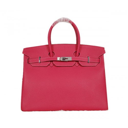 Hermes Birkin 35 см чанта Tote Rose Clemence кожа H35 сребриста