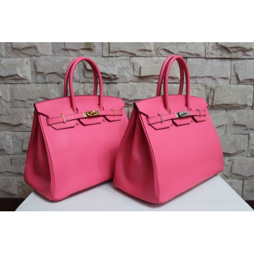 Hermes Birkin 35CM чанта от кожа Rose Clemence H6089 злато/сребро